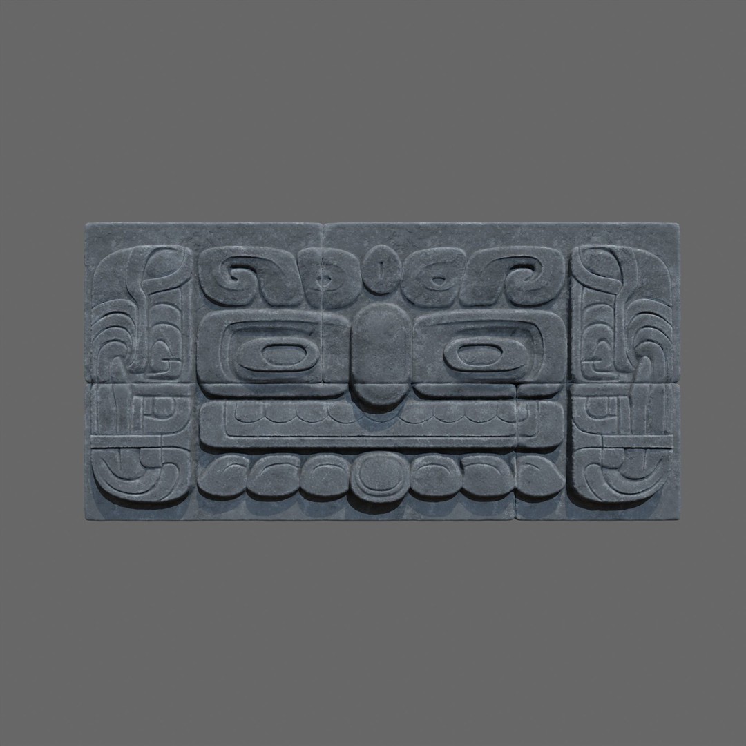 High Poly Mayan Temple Wall 3D Model – Ancient Architecture, FBX - View 26