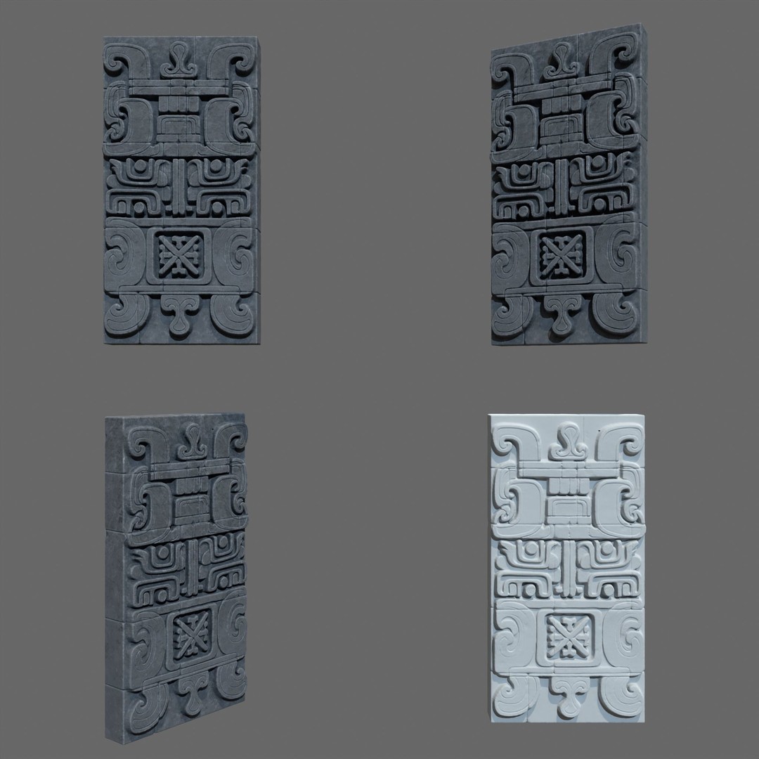 High Poly Mayan Temple Wall 3D Model – Ancient Architecture, FBX - View 7