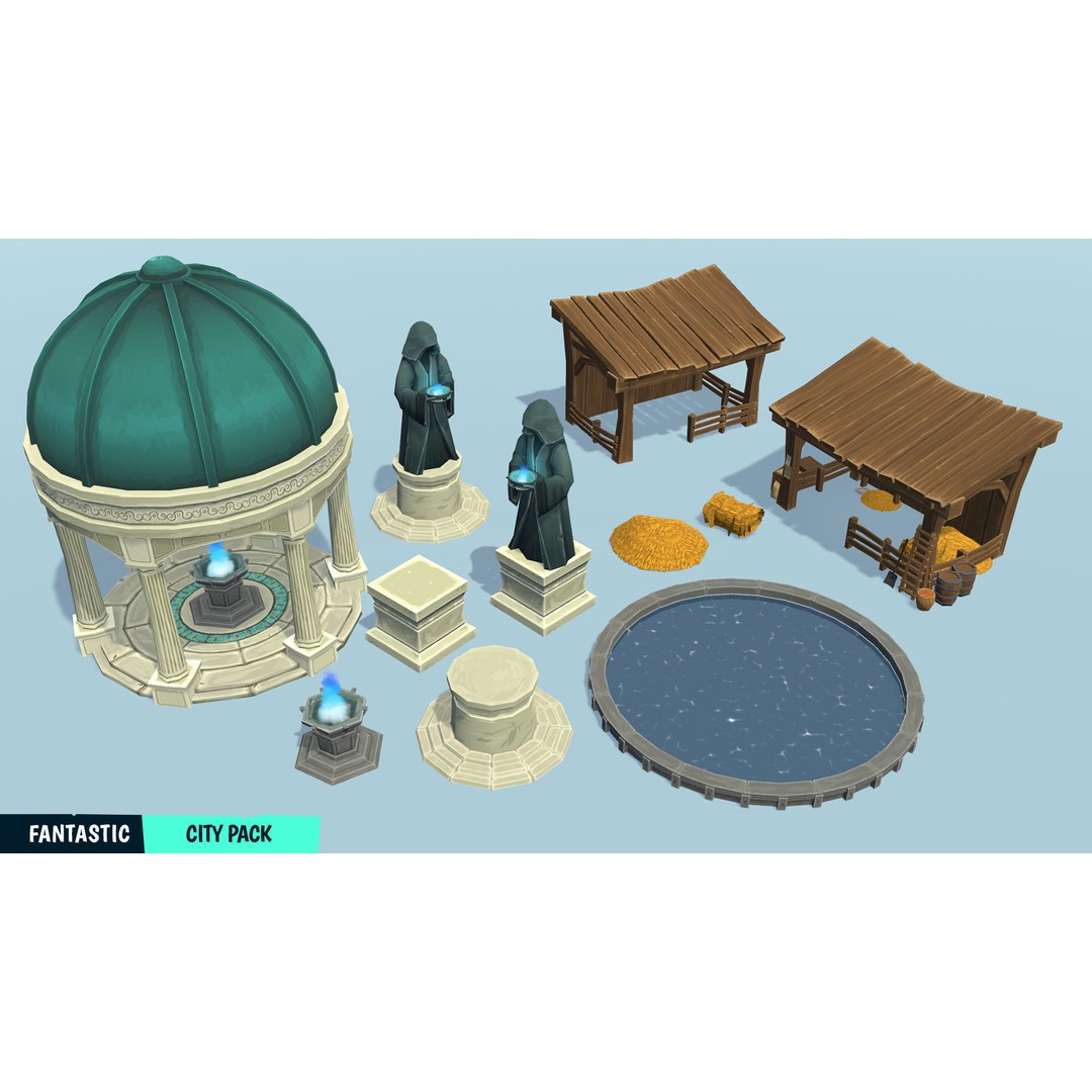 Stylized City Pack 3D Model – Low Poly Game Asset, FBX, PBR - View 13