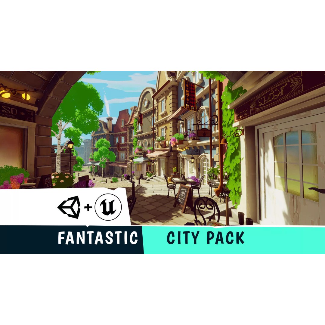 Stylized City Pack 3D Model – Low Poly Game Asset, FBX, PBR - View 2