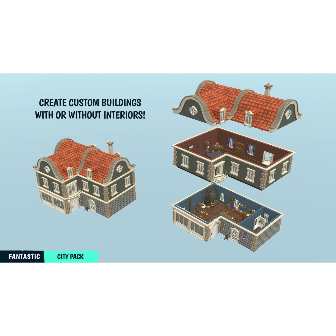 Stylized City Pack 3D Model – Low Poly Game Asset, FBX, PBR - View 3