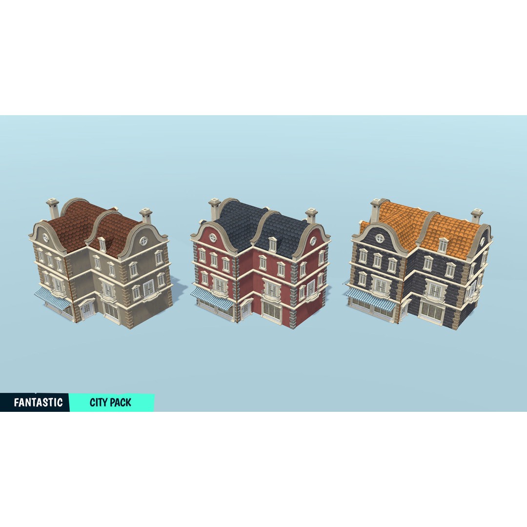 Stylized City Pack 3D Model – Low Poly Game Asset, FBX, PBR - View 4