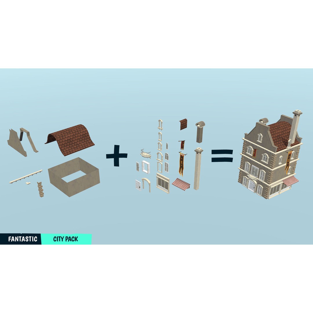 Stylized City Pack 3D Model – Low Poly Game Asset, FBX, PBR - View 5