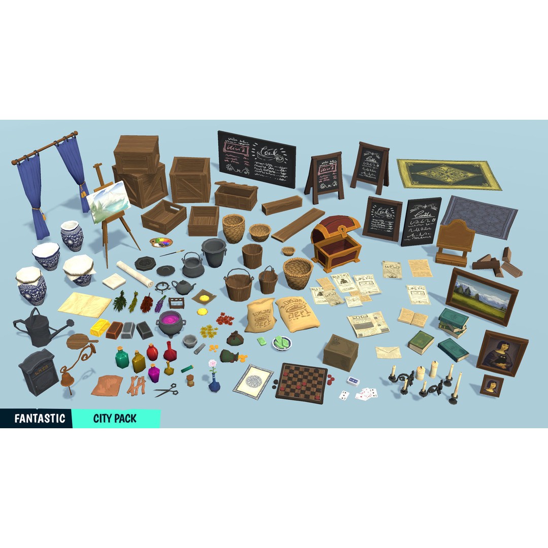 Stylized City Pack 3D Model – Low Poly Game Asset, FBX, PBR - View 6