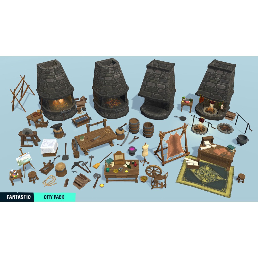 Stylized City Pack 3D Model – Low Poly Game Asset, FBX, PBR - View 7