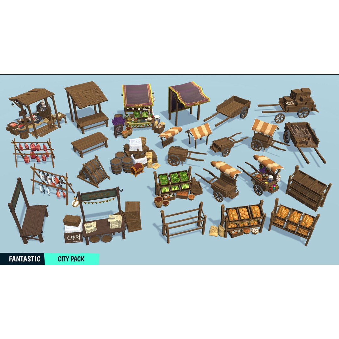 Stylized City Pack 3D Model – Low Poly Game Asset, FBX, PBR - View 8