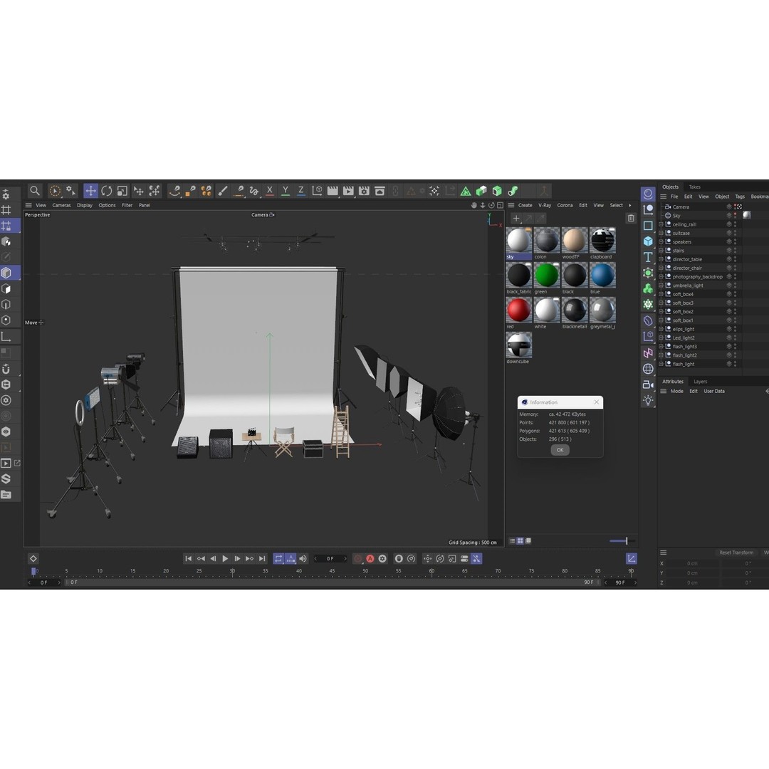 Studio Photography Lights 3D Model – High Poly Lighting Equipment, FBX, Blender