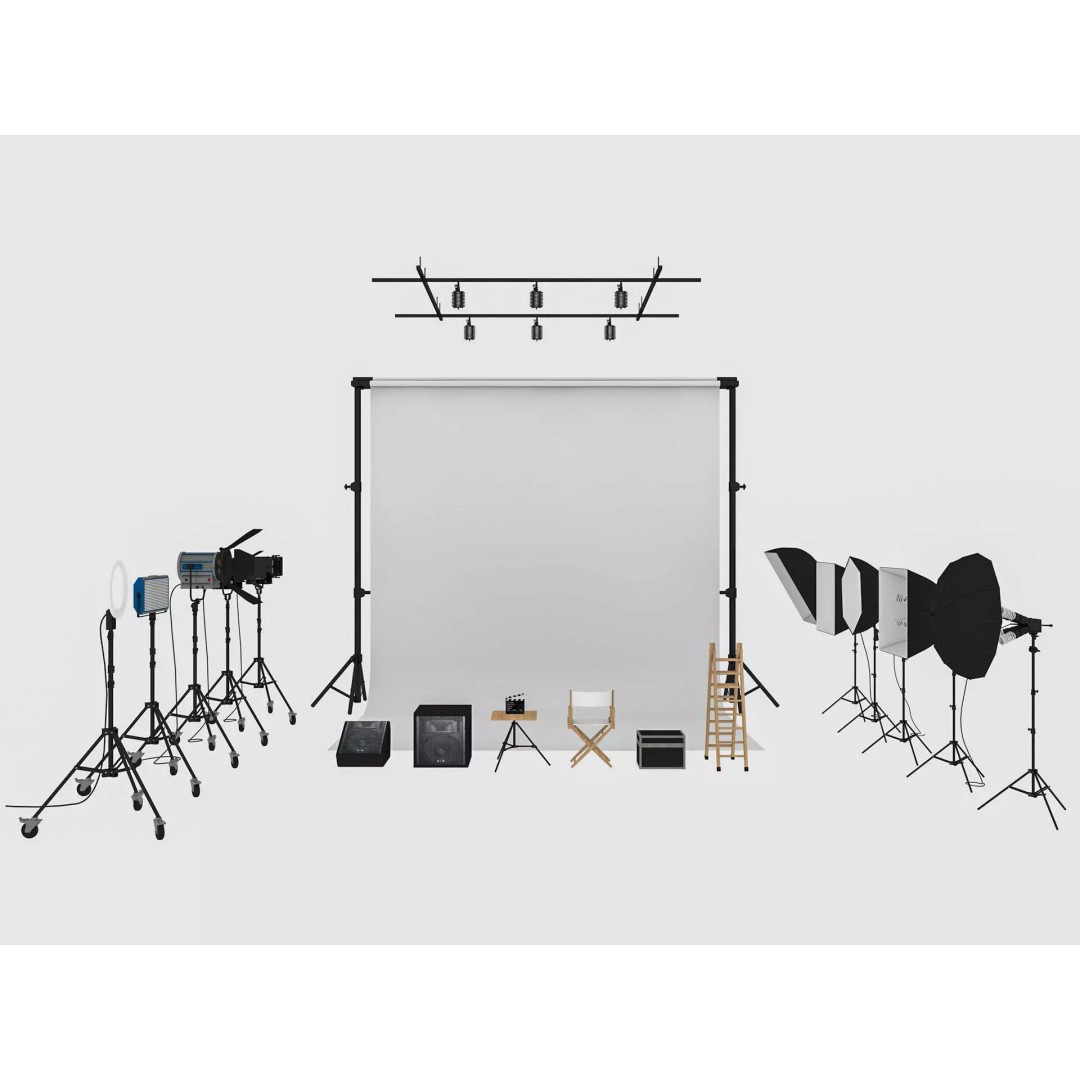 Studio Photography Lights 3D Model – High Poly Lighting Equipment, FBX, Blender - View 2