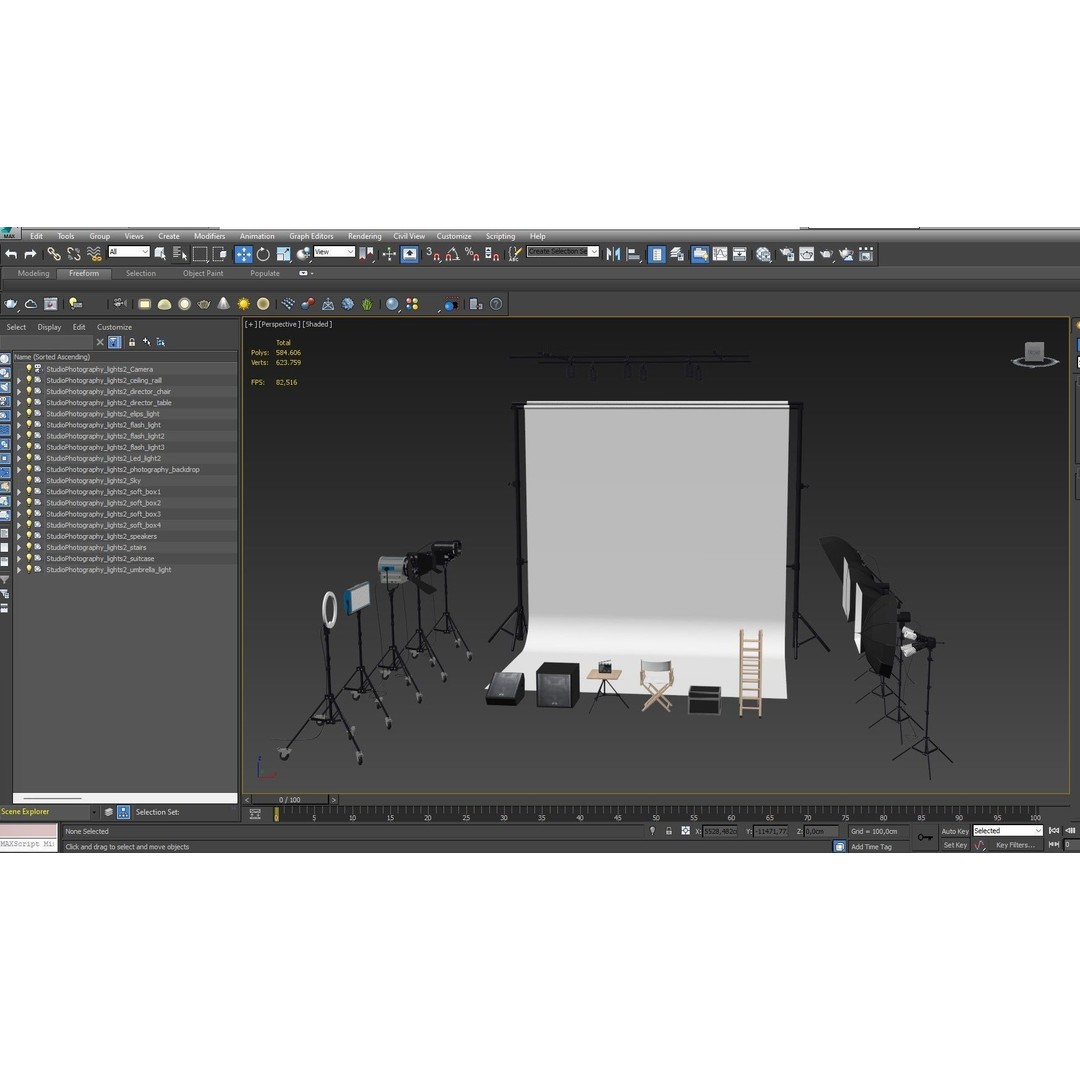 Studio Photography Lights 3D Model – High Poly Lighting Equipment, FBX, Blender - View 46