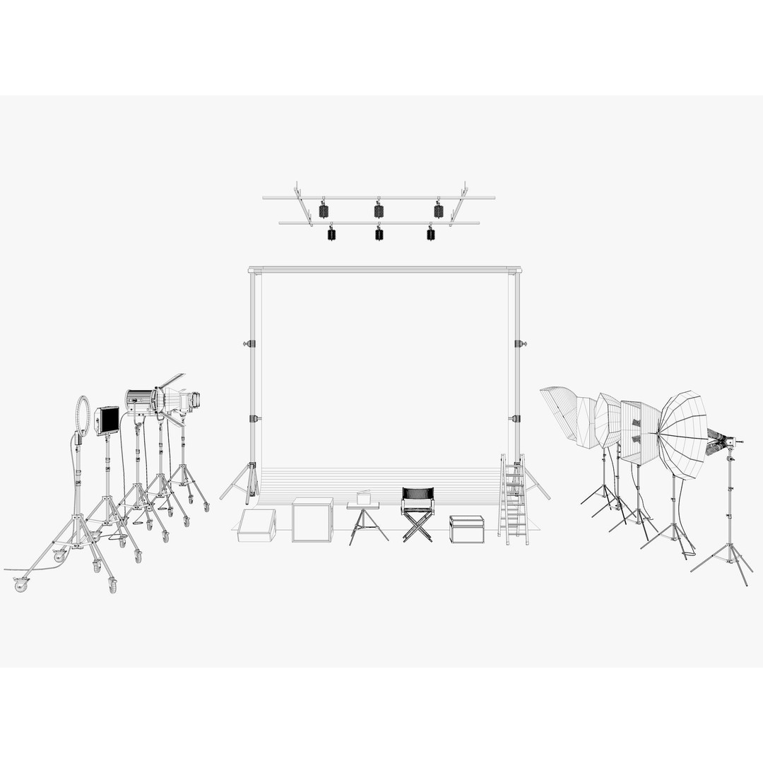 Studio Photography Lights 3D Model – High Poly Lighting Equipment, FBX, Blender - View 6