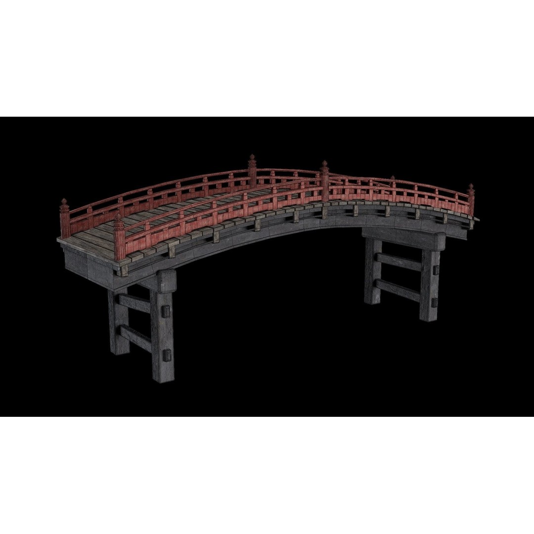 Japanese Bridge 3D Model – Low Poly Game Ready Collection, FBX & OBJ - View 10