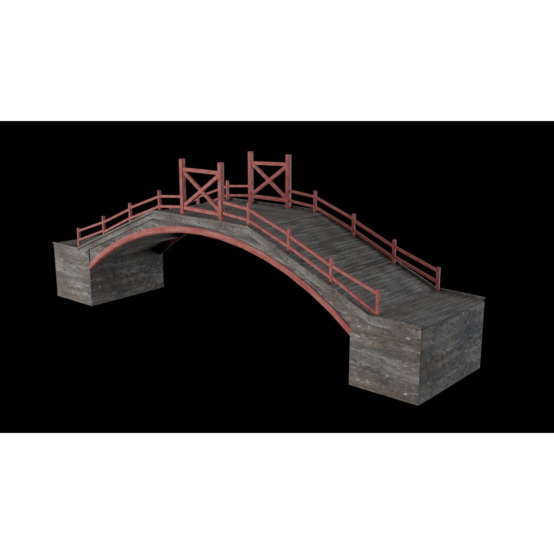 Japanese Bridge 3D Model – Low Poly Game Ready Collection, FBX & OBJ - View 11