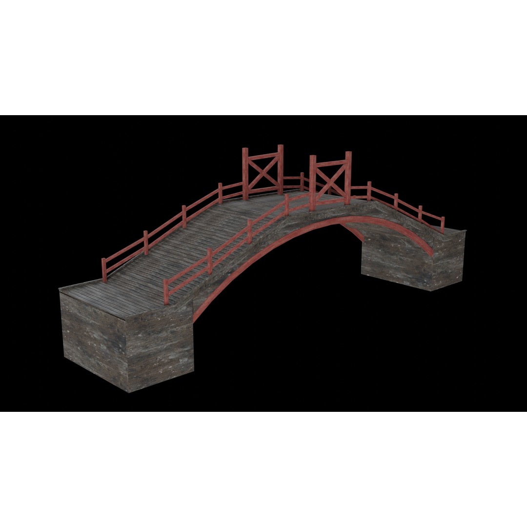 Japanese Bridge 3D Model – Low Poly Game Ready Collection, FBX & OBJ - View 12