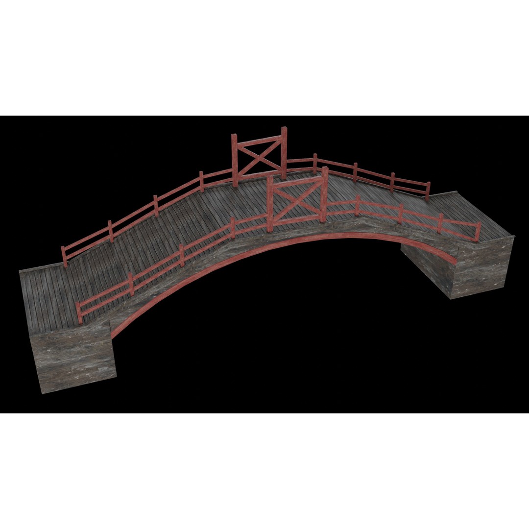 Japanese Bridge 3D Model – Low Poly Game Ready Collection, FBX & OBJ - View 13