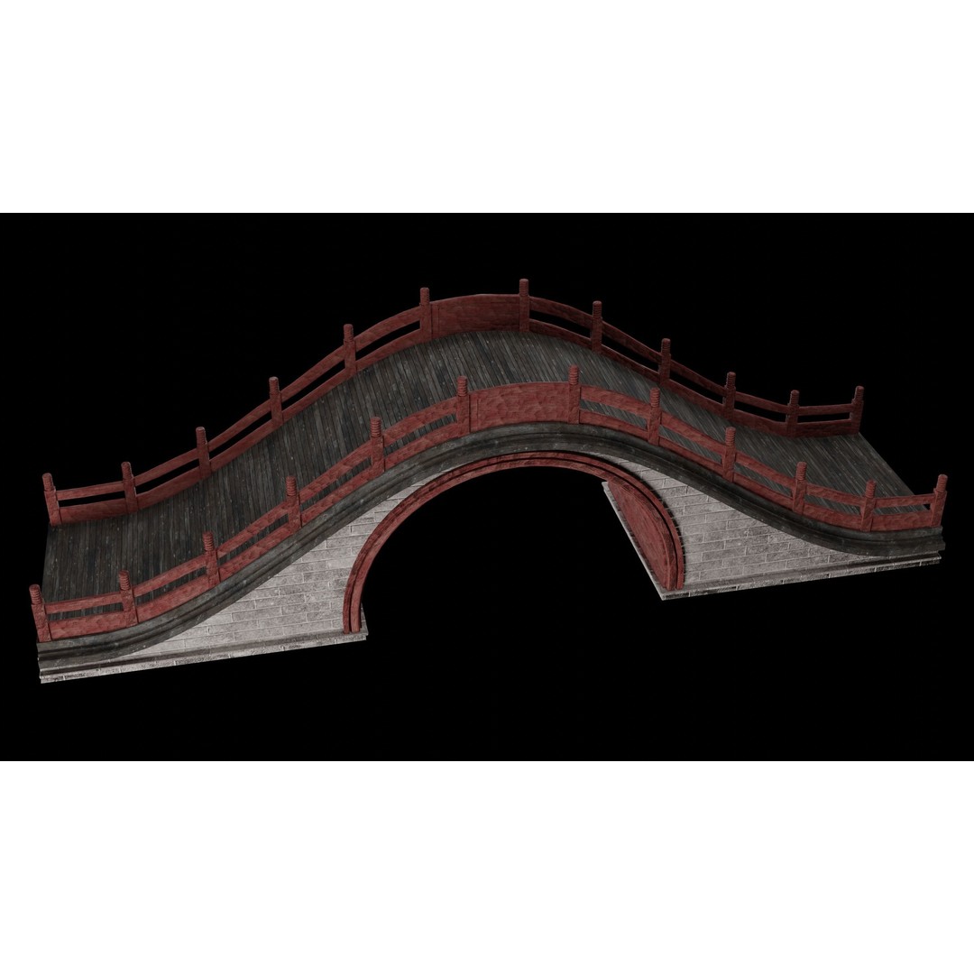 Japanese Bridge 3D Model – Low Poly Game Ready Collection, FBX & OBJ - View 22