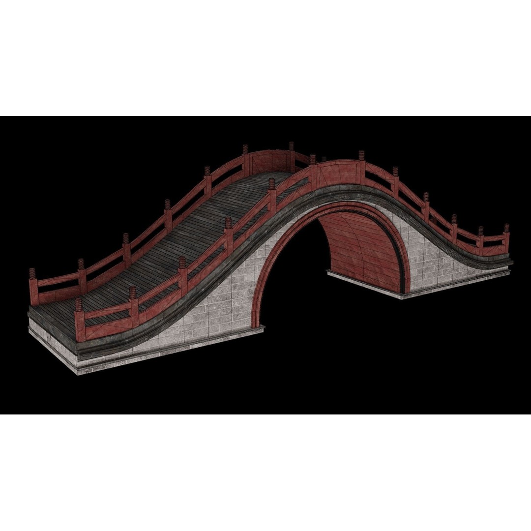 Japanese Bridge 3D Model – Low Poly Game Ready Collection, FBX & OBJ - View 23