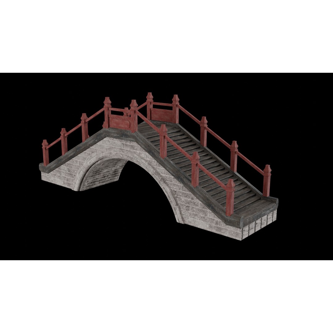 Japanese Bridge 3D Model – Low Poly Game Ready Collection, FBX & OBJ - View 28