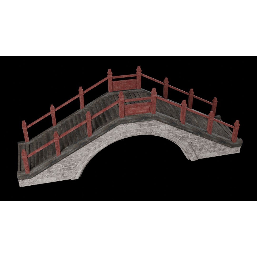 Japanese Bridge 3D Model – Low Poly Game Ready Collection, FBX & OBJ - View 30