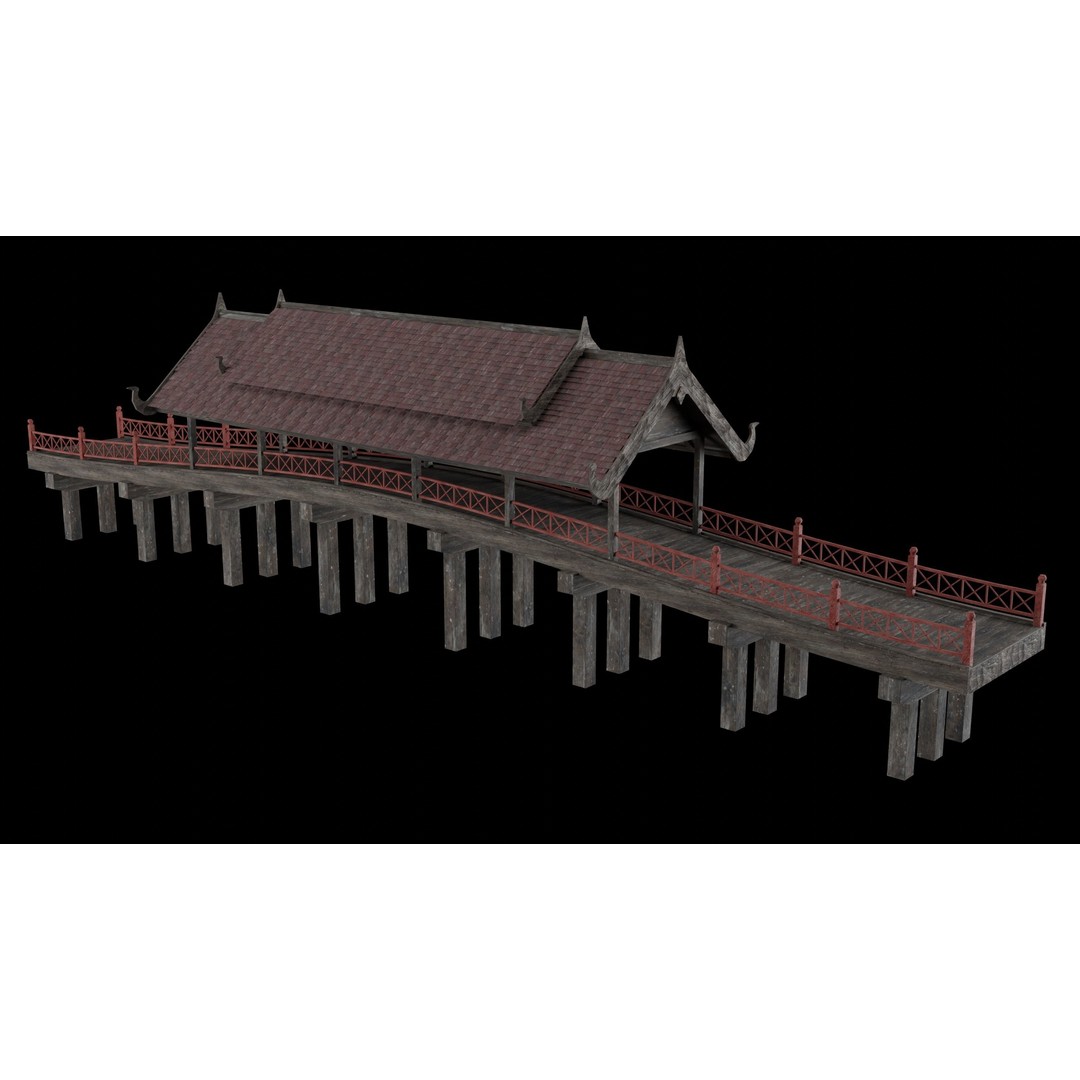 Japanese Bridge 3D Model – Low Poly Game Ready Collection, FBX & OBJ - View 32