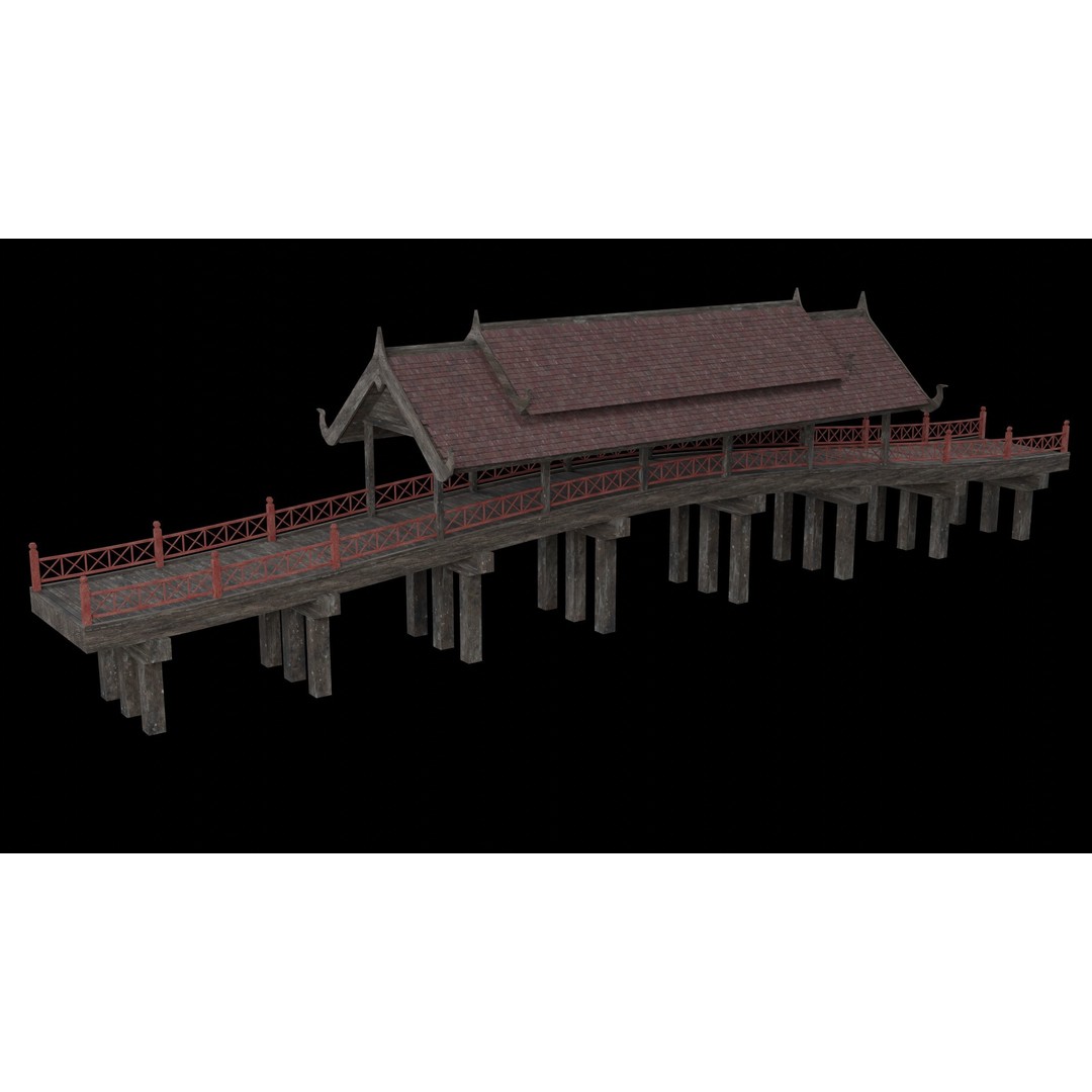Japanese Bridge 3D Model – Low Poly Game Ready Collection, FBX & OBJ - View 33