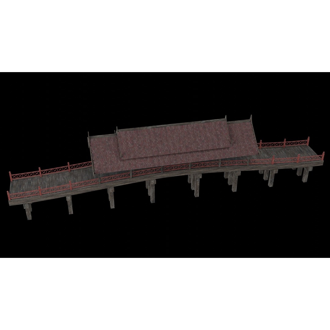 Japanese Bridge 3D Model – Low Poly Game Ready Collection, FBX & OBJ - View 34