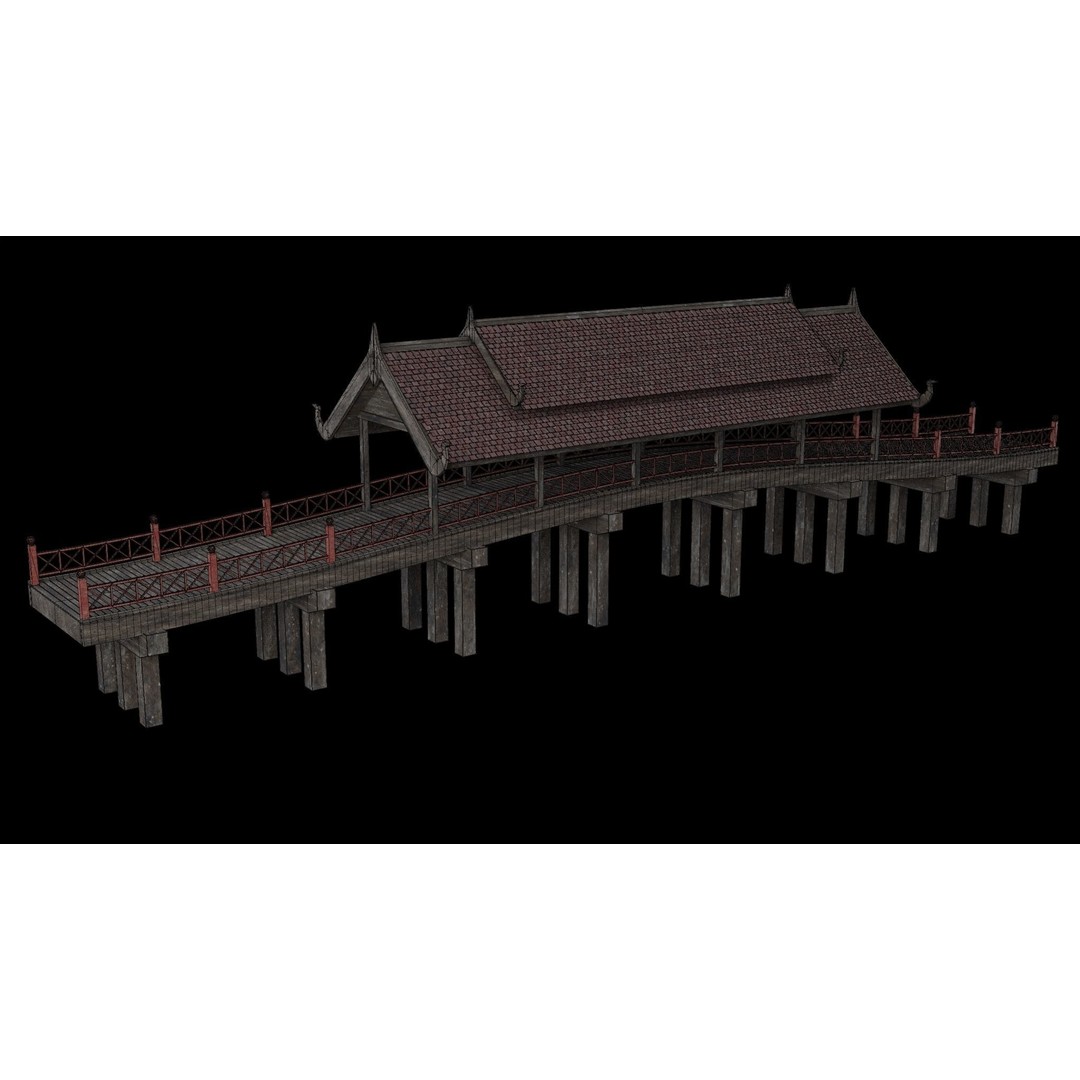 Japanese Bridge 3D Model – Low Poly Game Ready Collection, FBX & OBJ - View 35
