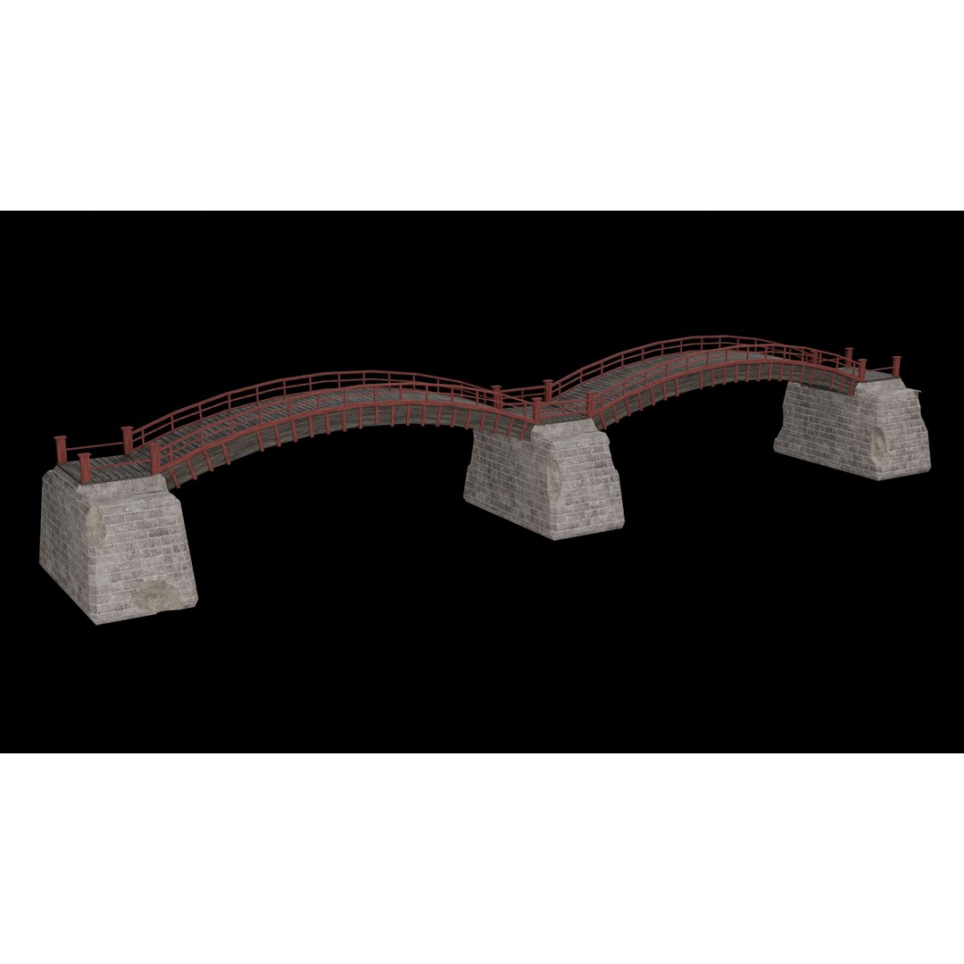 Japanese Bridge 3D Model – Low Poly Game Ready Collection, FBX & OBJ - View 4