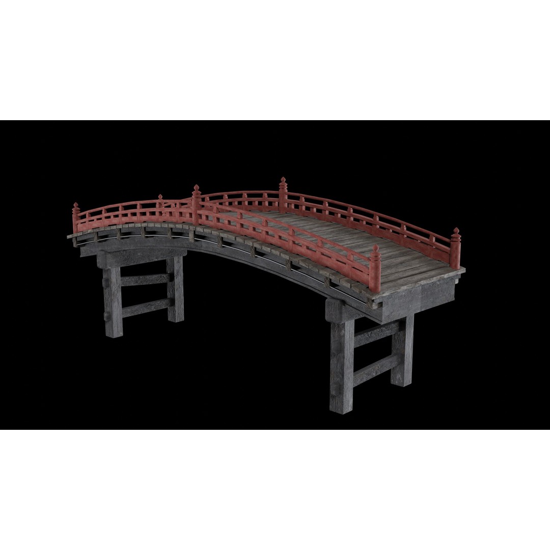 Japanese Bridge 3D Model – Low Poly Game Ready Collection, FBX & OBJ - View 7
