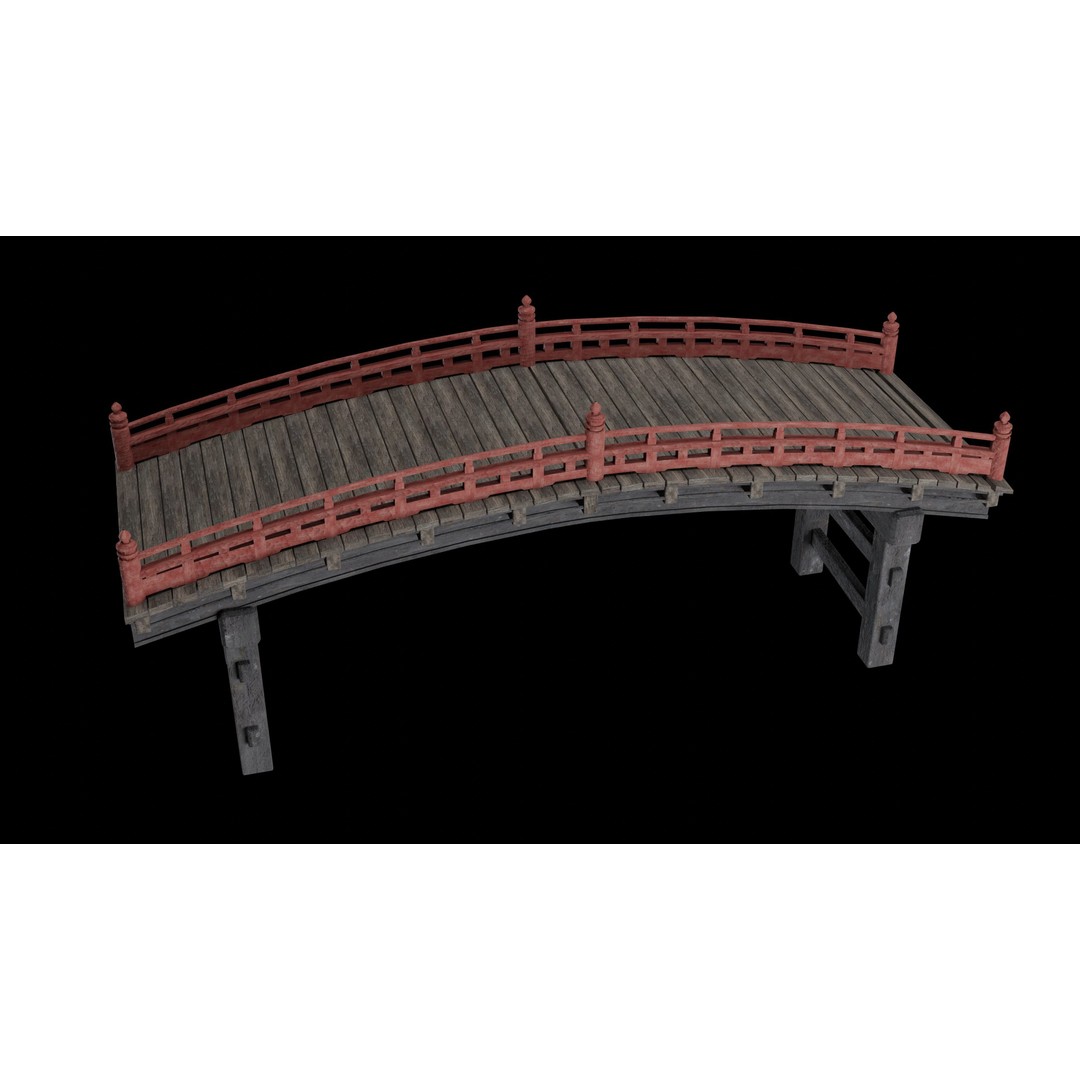 Japanese Bridge 3D Model – Low Poly Game Ready Collection, FBX & OBJ - View 9