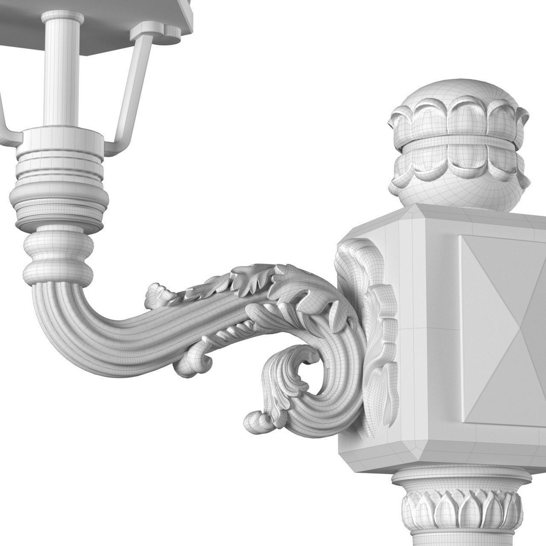 Classic Street Lamp 3D Model – Forged Outdoor Lantern, FBX, PBR