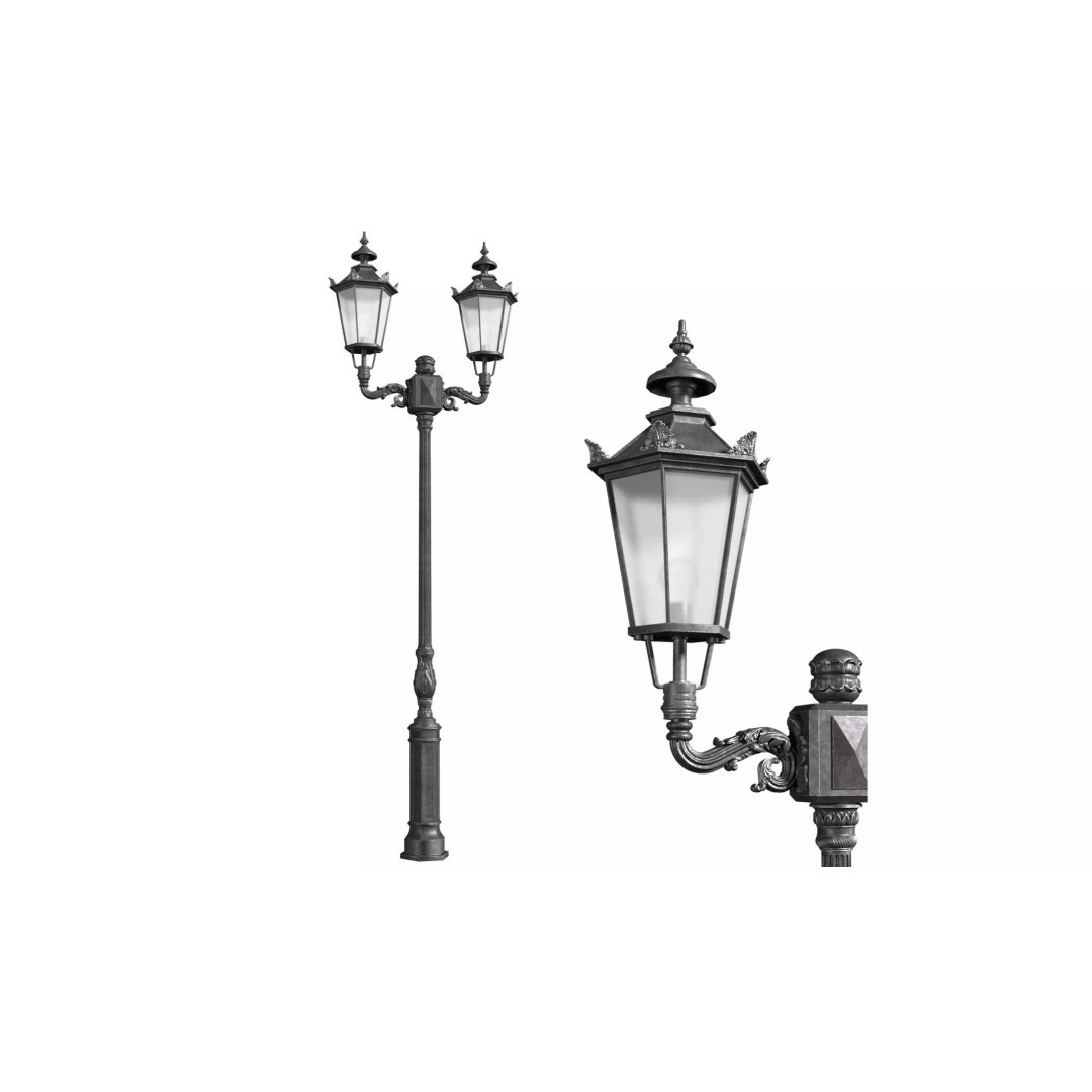Classic Street Lamp 3D Model – Forged Outdoor Lantern, FBX, PBR - View 2