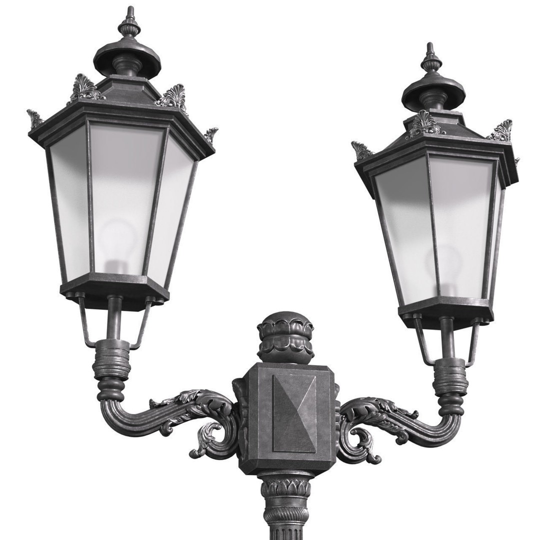 Classic Street Lamp 3D Model – Forged Outdoor Lantern, FBX, PBR - View 3