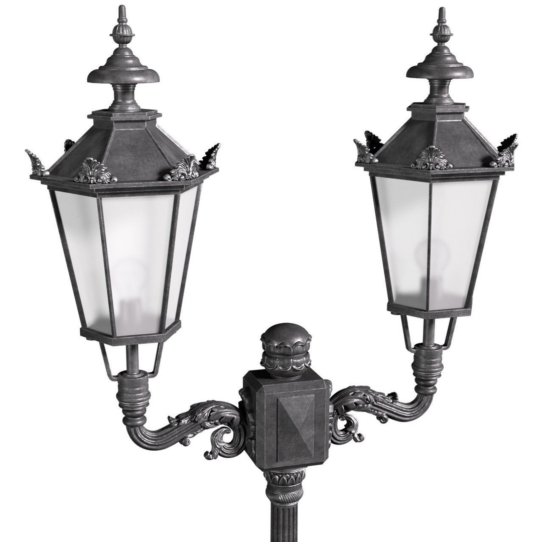 Classic Street Lamp 3D Model – Forged Outdoor Lantern, FBX, PBR - View 4