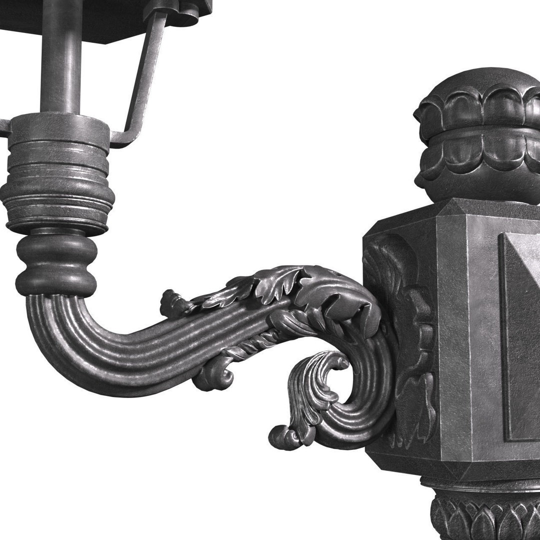 Classic Street Lamp 3D Model – Forged Outdoor Lantern, FBX, PBR - View 5
