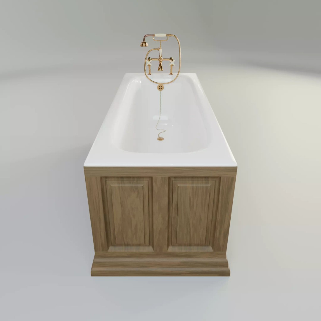 Vintage Bathtub 3D Model – Low Poly Glazed Ceramic Design, FBX, OBJ - View 2