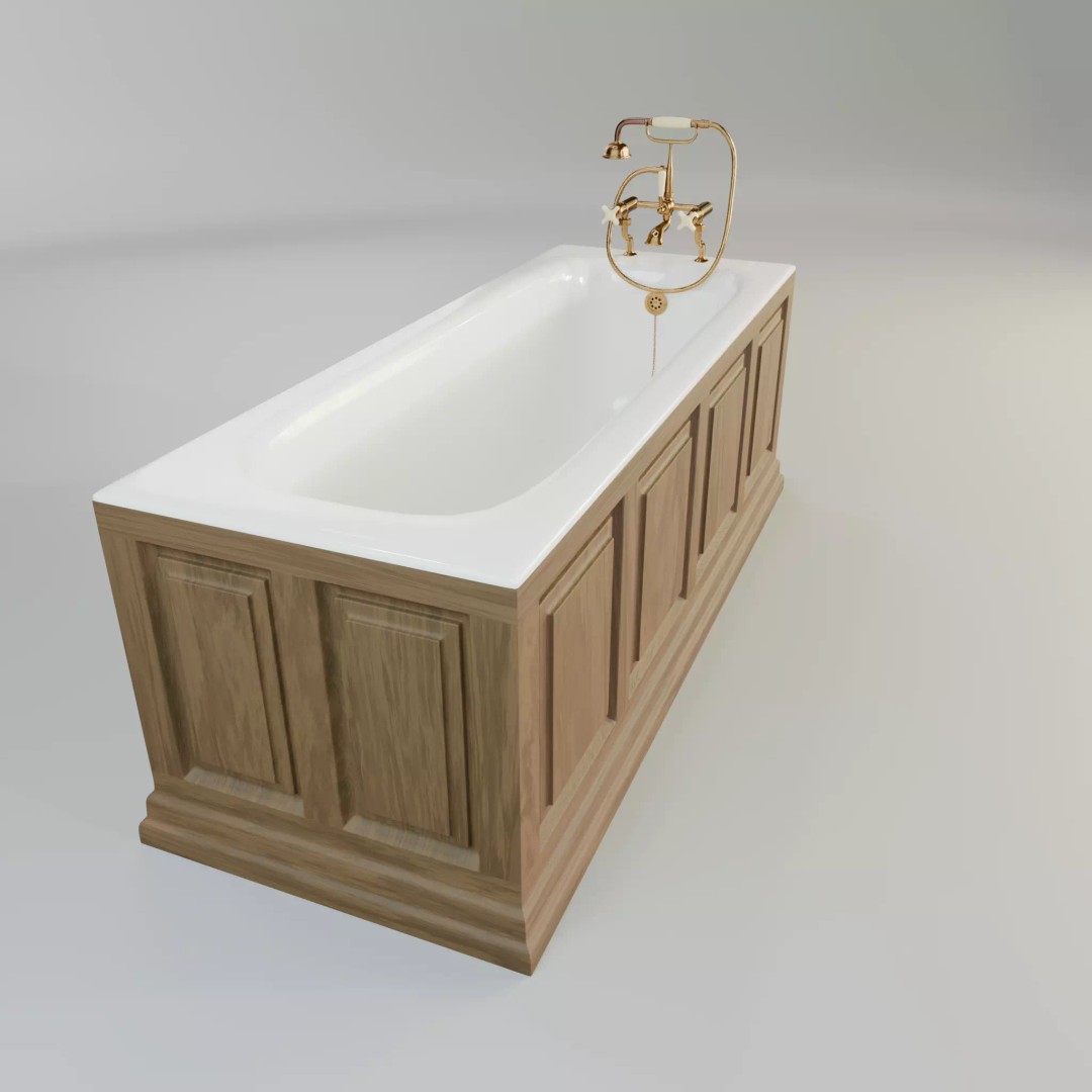 Vintage Bathtub 3D Model – Low Poly Glazed Ceramic Design, FBX, OBJ - View 3