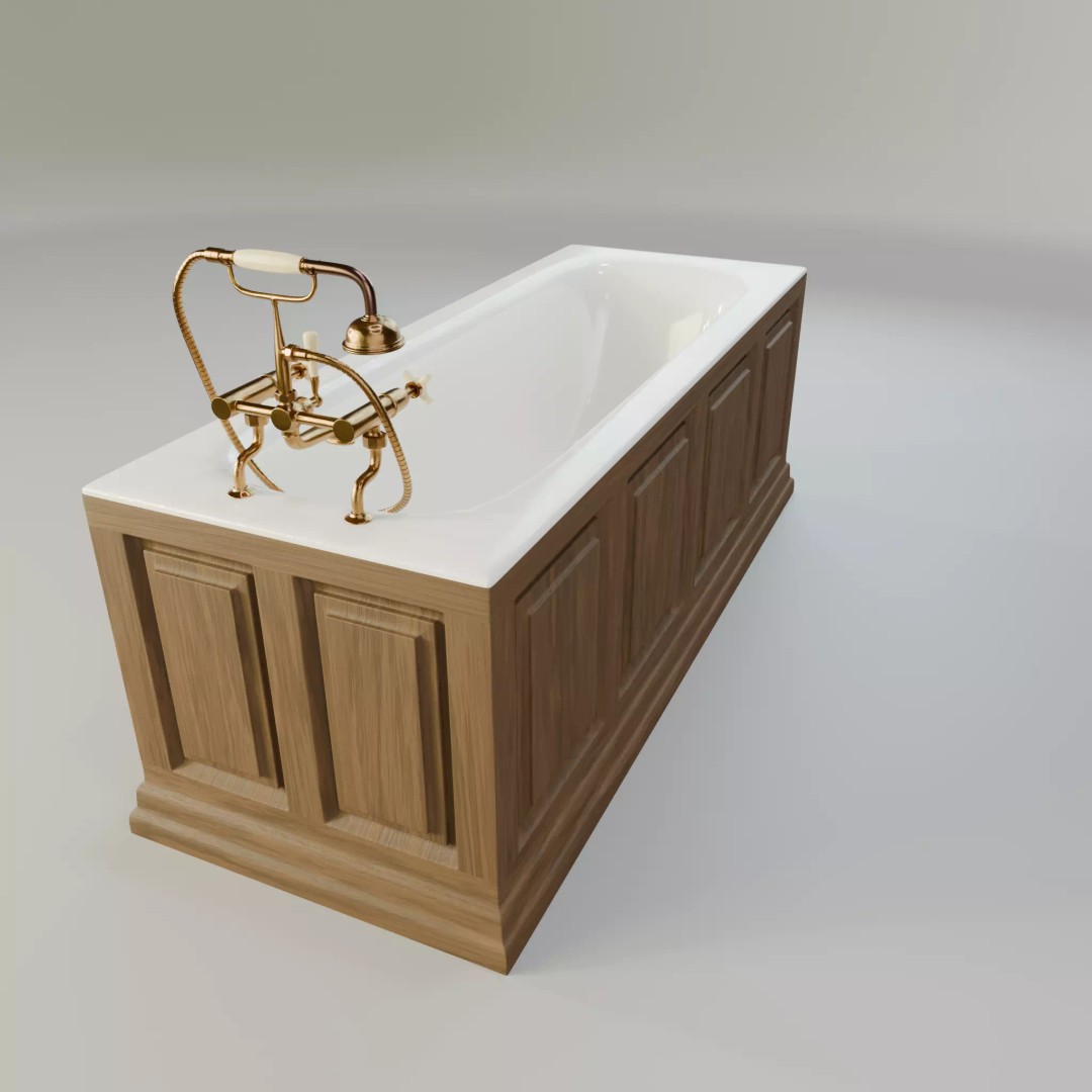 Vintage Bathtub 3D Model – Low Poly Glazed Ceramic Design, FBX, OBJ - View 4