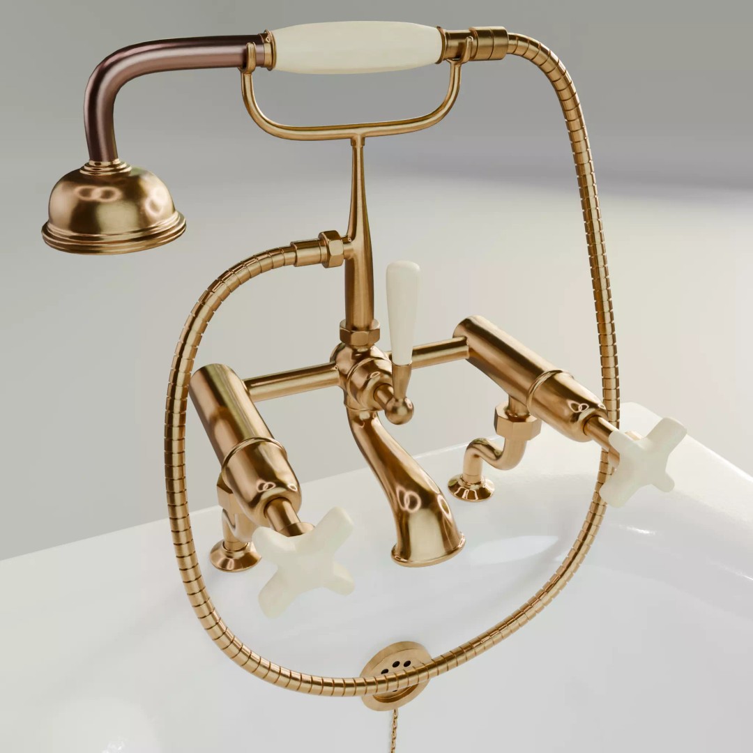 Vintage Bathtub 3D Model – Low Poly Glazed Ceramic Design, FBX, OBJ - View 7