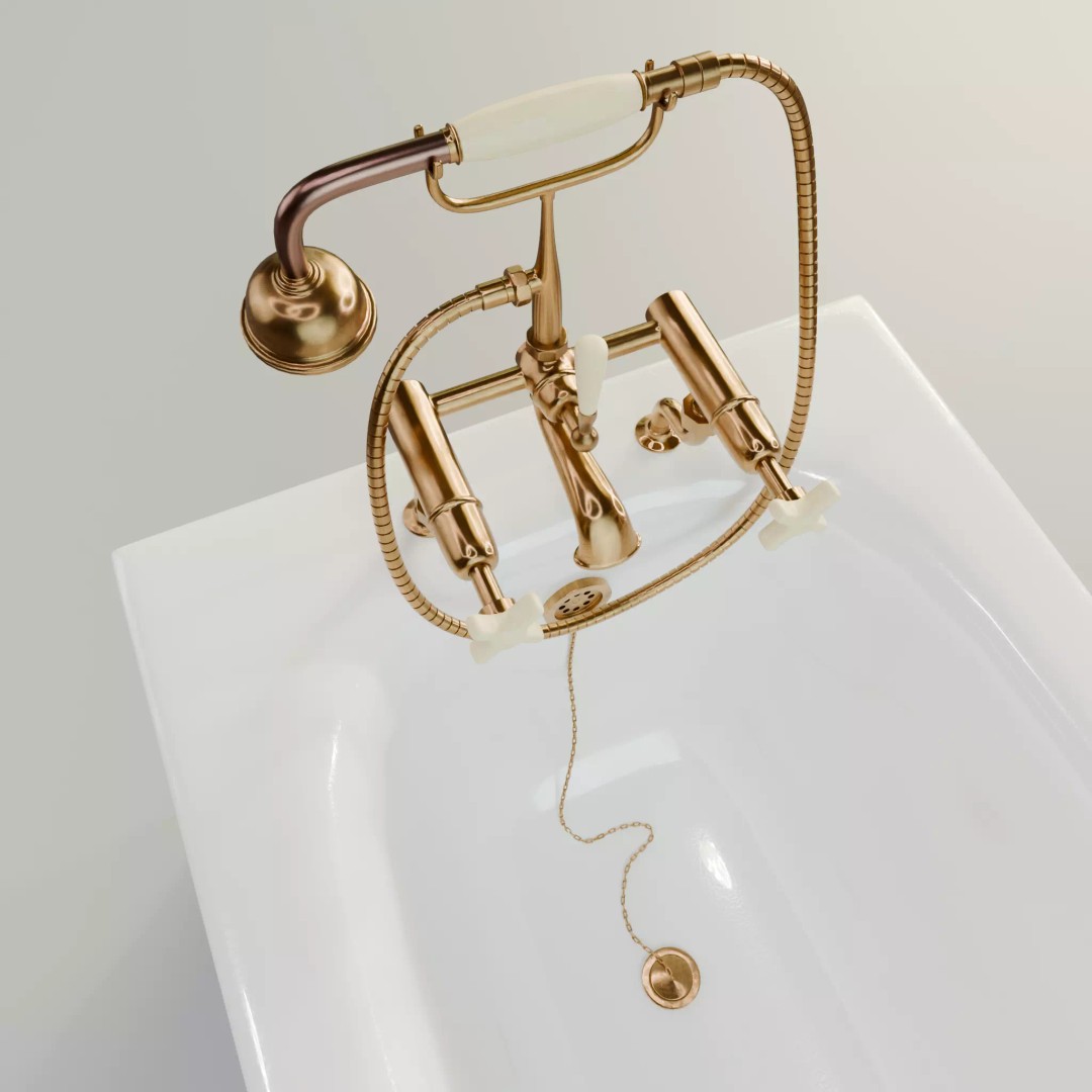 Vintage Bathtub 3D Model – Low Poly Glazed Ceramic Design, FBX, OBJ - View 8