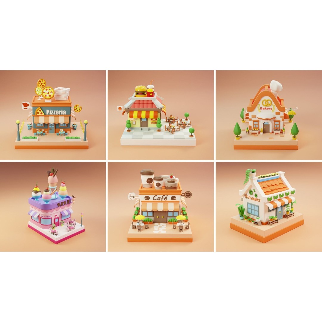 Cozy Cartoon World 3D Model – Low Poly Cityscape Asset, FBX, Blender - View 13