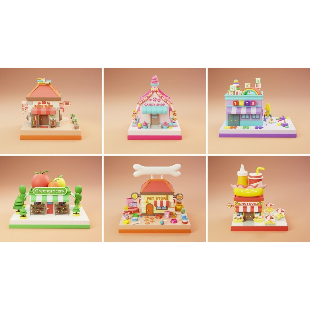 Cozy Cartoon World 3D Model – Low Poly Cityscape Asset, FBX, Blender - View 14