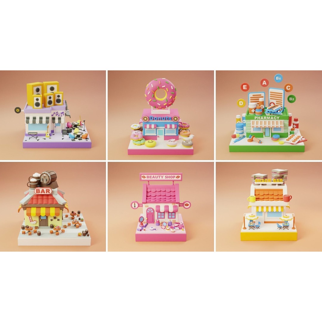 Cozy Cartoon World 3D Model – Low Poly Cityscape Asset, FBX, Blender - View 15