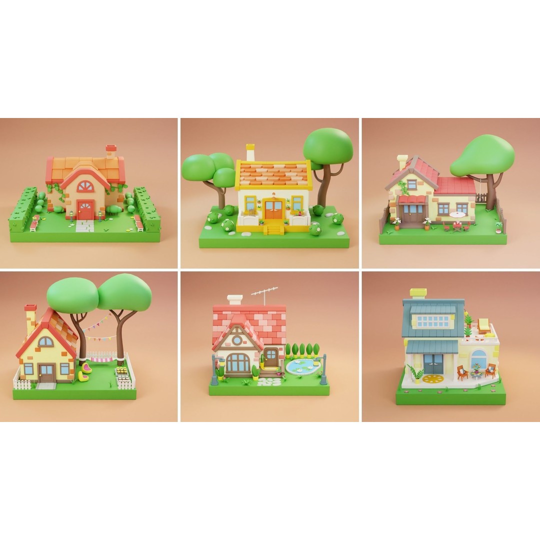Cozy Cartoon World 3D Model – Low Poly Cityscape Asset, FBX, Blender - View 18