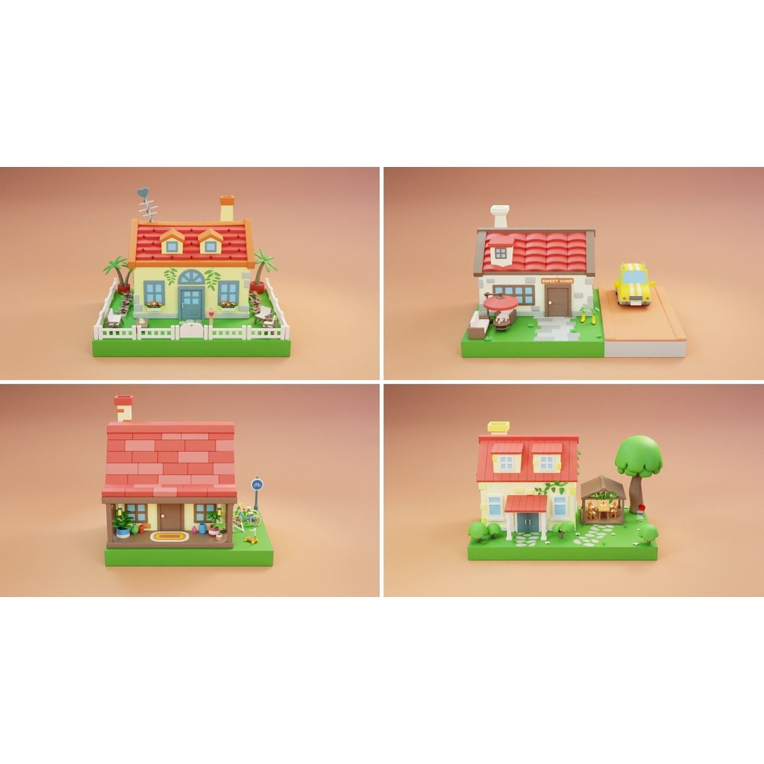 Cozy Cartoon World 3D Model – Low Poly Cityscape Asset, FBX, Blender - View 19