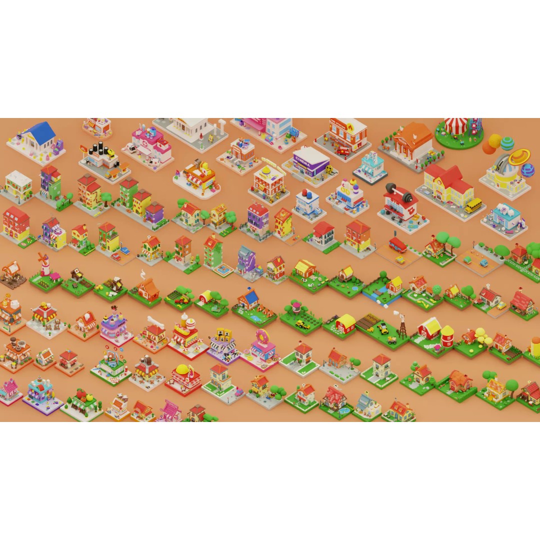 Cozy Cartoon World 3D Model – Low Poly Cityscape Asset, FBX, Blender - View 25