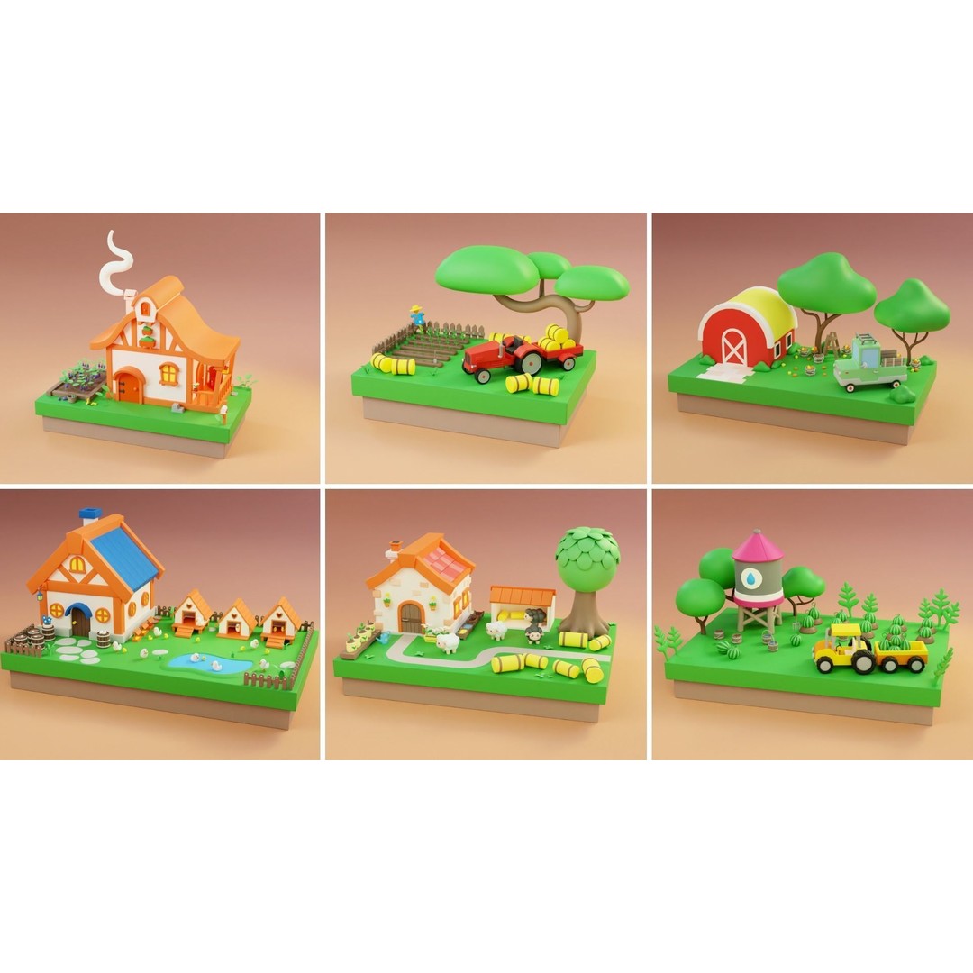Cozy Cartoon World 3D Model – Low Poly Cityscape Asset, FBX, Blender - View 8
