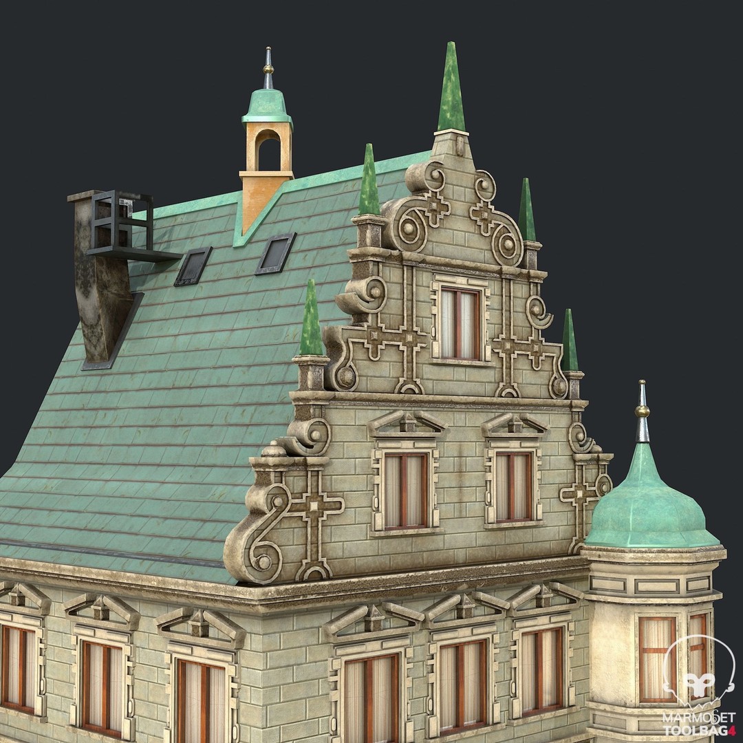 Victorian Corner Apartment 3D Model – Low Poly PBR Game Asset, FBX, OBJ - View 11