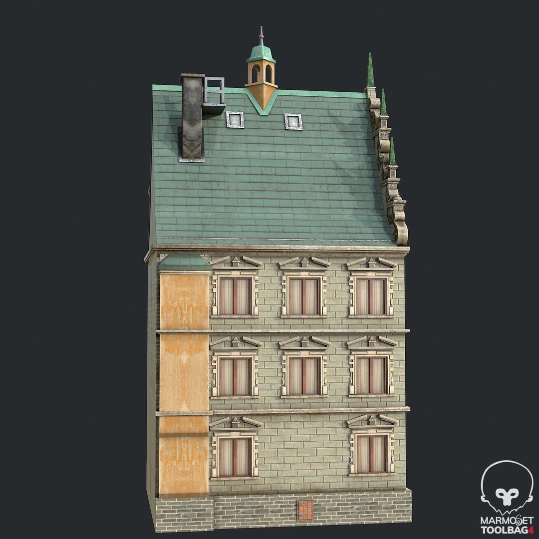Victorian Corner Apartment 3D Model – Low Poly PBR Game Asset, FBX, OBJ - View 13