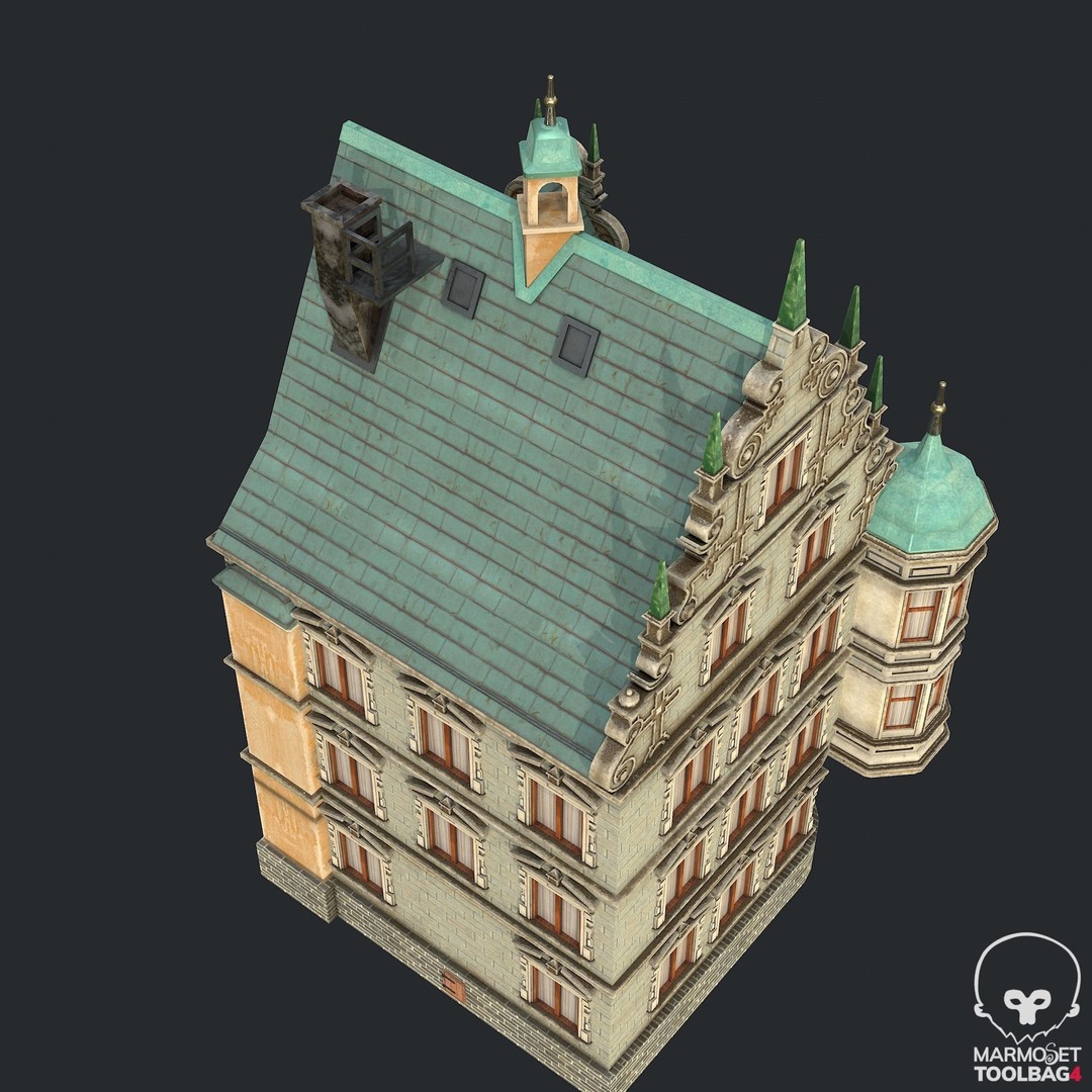 Victorian Corner Apartment 3D Model – Low Poly PBR Game Asset, FBX, OBJ - View 14