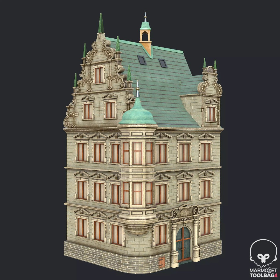 Victorian Corner Apartment 3D Model – Low Poly PBR Game Asset, FBX, OBJ - View 2